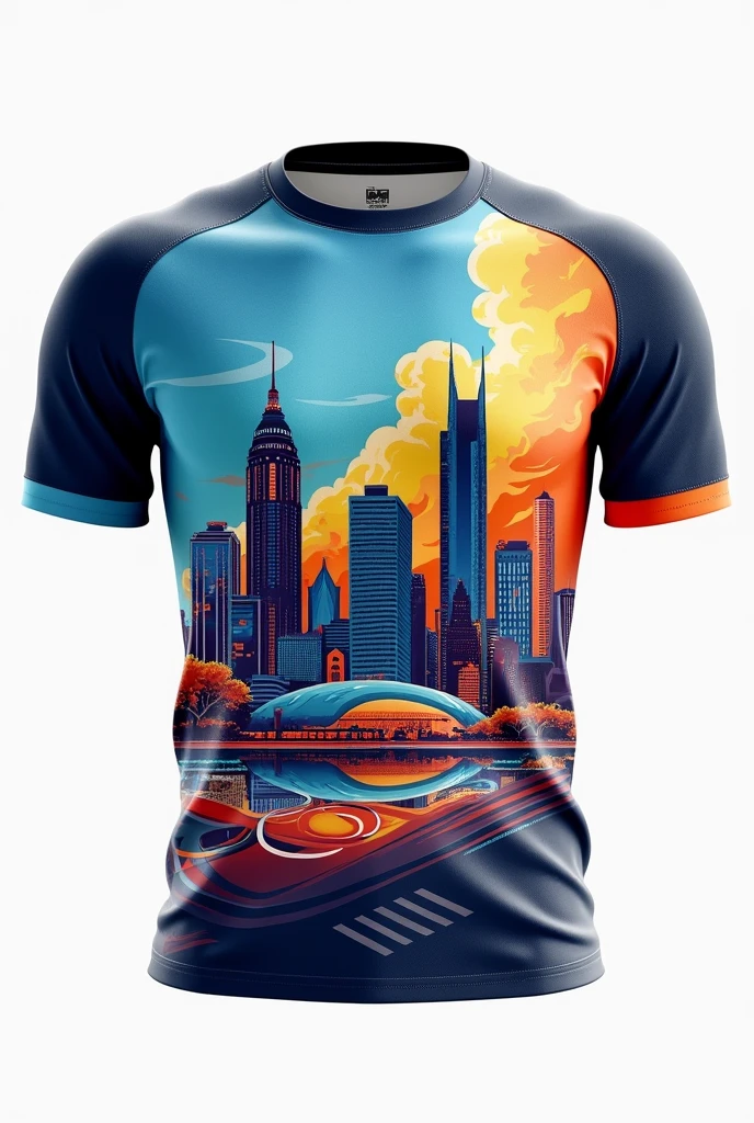 make a sports shirt with drawings of the atlanta olympic city below
