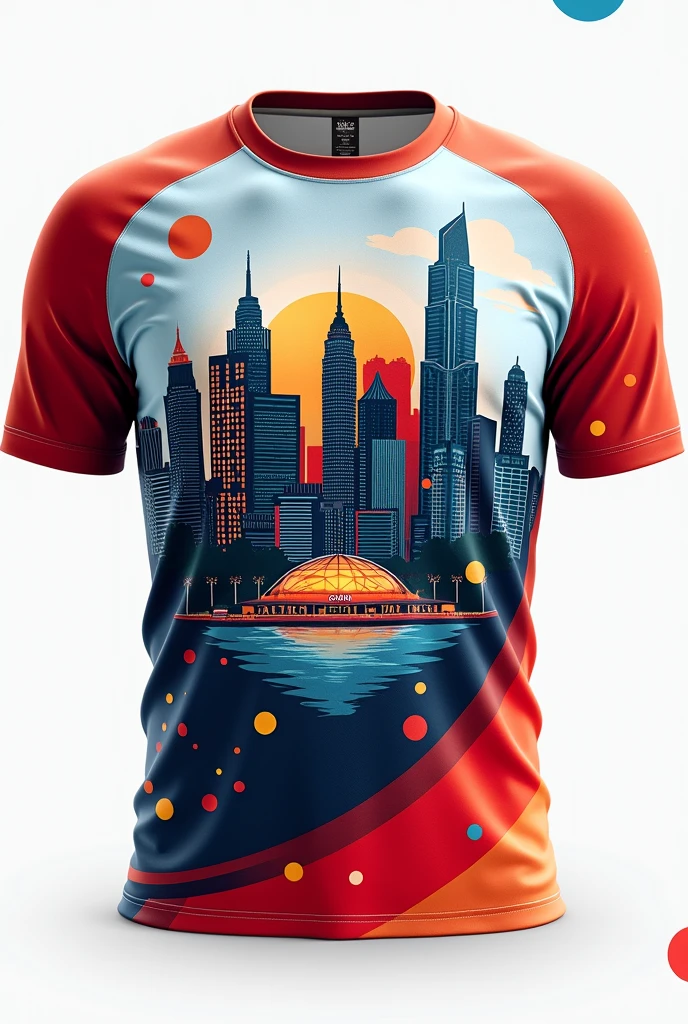 make a sports shirt with drawings of the atlanta olympic city below
