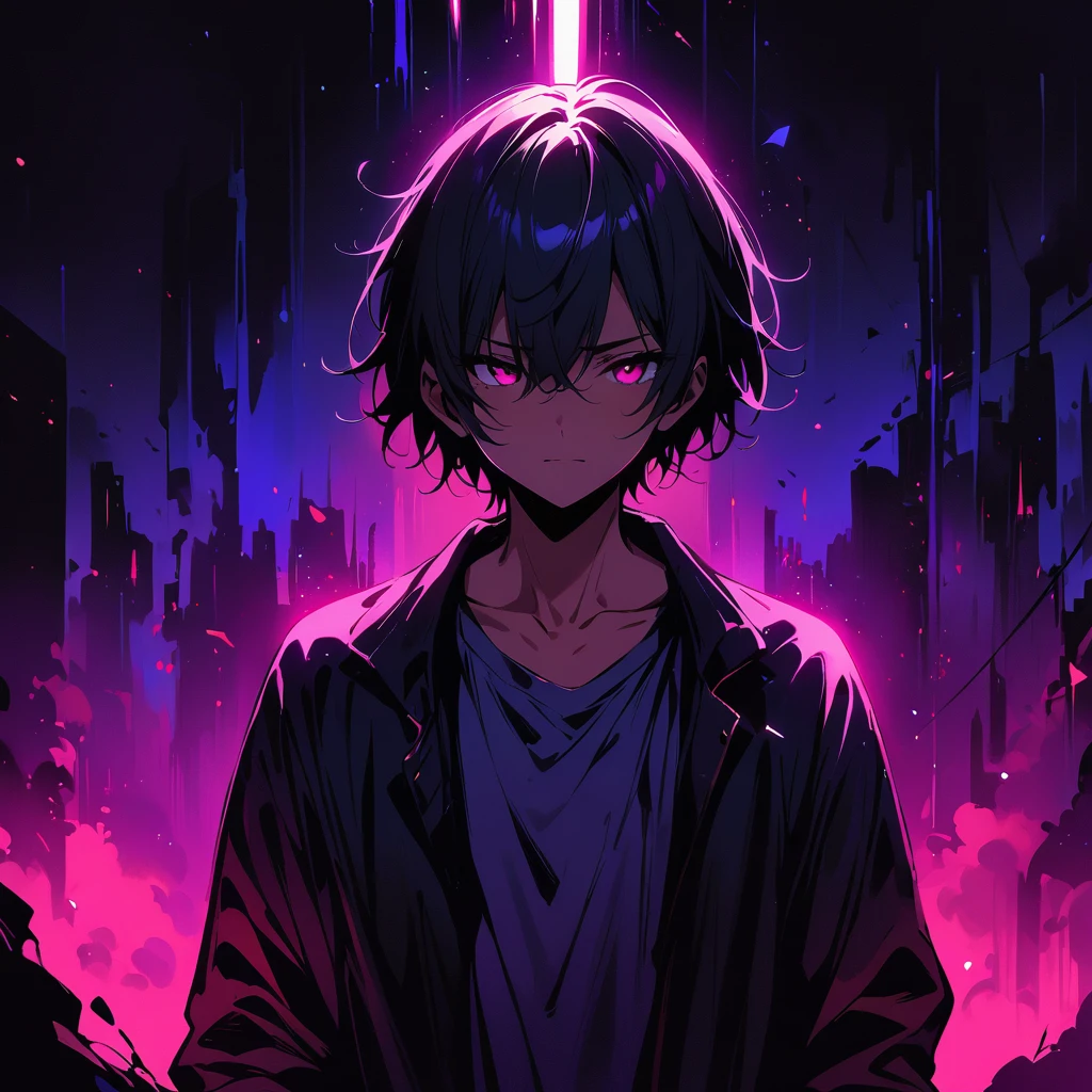 (masterpiece, best quality:1.2),rays of black light, 1 boy, Solitary