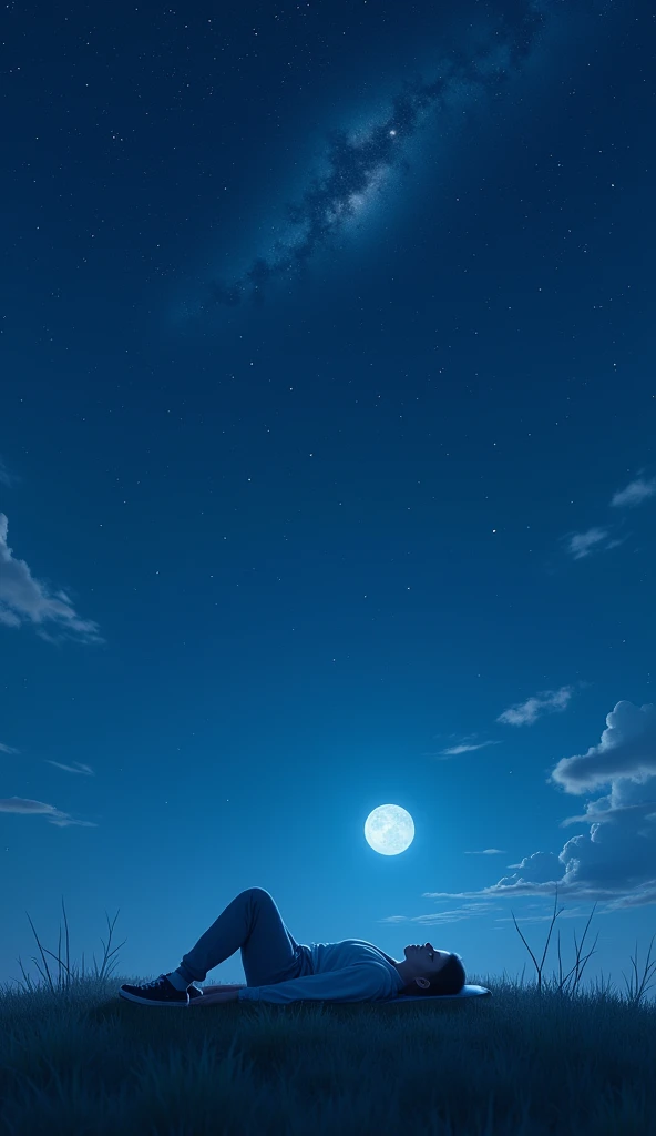 Lay down and stars counting place in moonlight night 4k hd