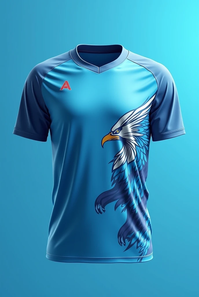 make an atlanta city sports shirt ,with the geometric eagle in the corner of the shirt,referring to the Olympics that took place ,with shades of blue and minimalist details