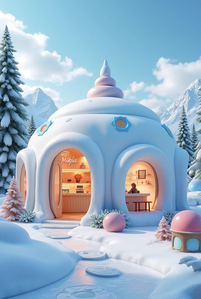 Iglu concept for ice cream shop I want many pictures