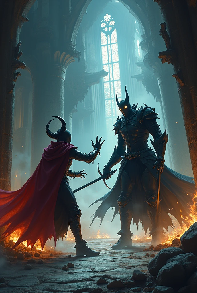 the hollow knight fighting grimm in a castle