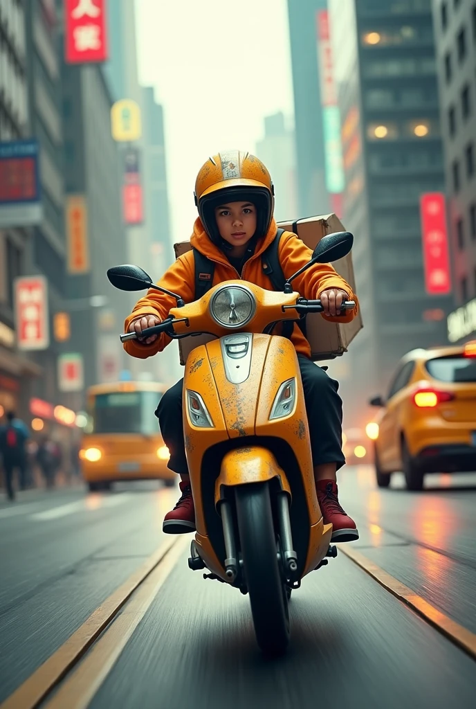 A delivery boy with scooter 