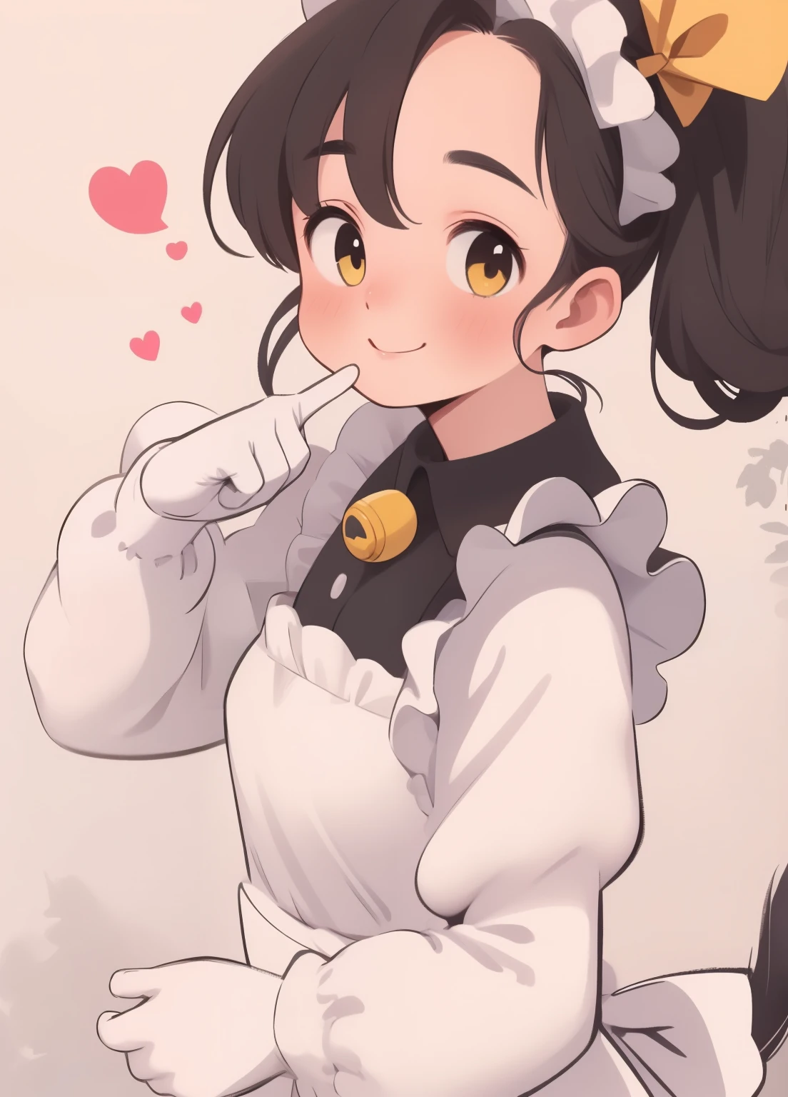 (masterpiece、Highest quality、Highest quality、Official Art、Beautiful and beautiful:1.2)、(One person:1.3)Hatsune Miku、Twin tails,Beautiful breasts, Katsushika Hokusai,Huge Solo Female, Mansion, Muscular, Short black hair covering one eye, Yellow Eyes, pinpoint pupils, Cat ear, Feline tail, maid, Muscular, Broad shoulders, Very large breasts, A kind smile, Slave, Cat bell collar, Puffy collar, Long sleeve, Dark Skin, close, Modest and conservative dress, Fluffy apron, Covered breasts, White gloves, Heart finger gesture