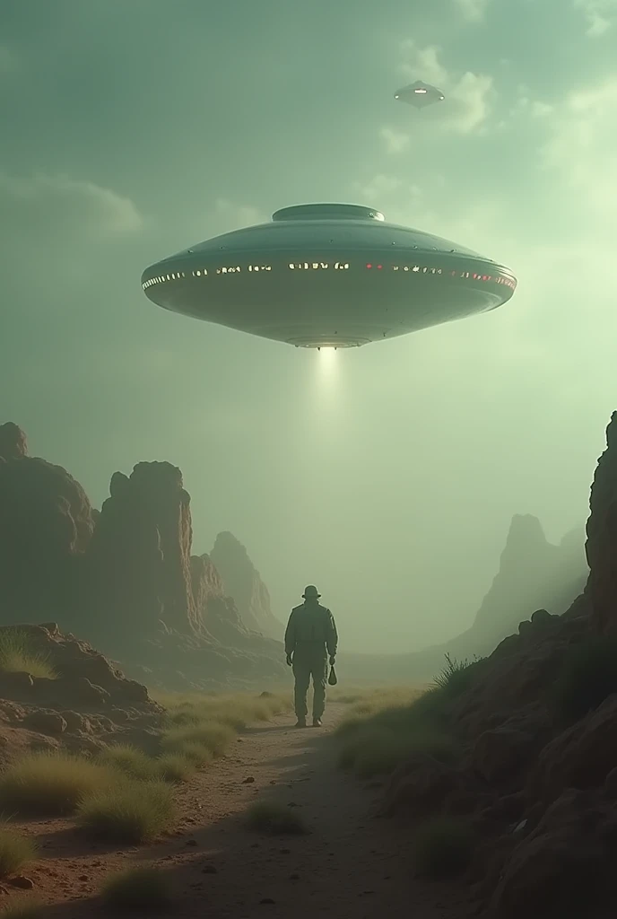 Zoom into the secret facilities, cut to images of alleged UFOs. "Witnesses say they saw strange flying objects leaving this base."