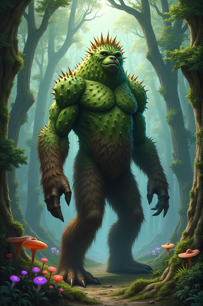 Half peyote cactus half sasquatch creature