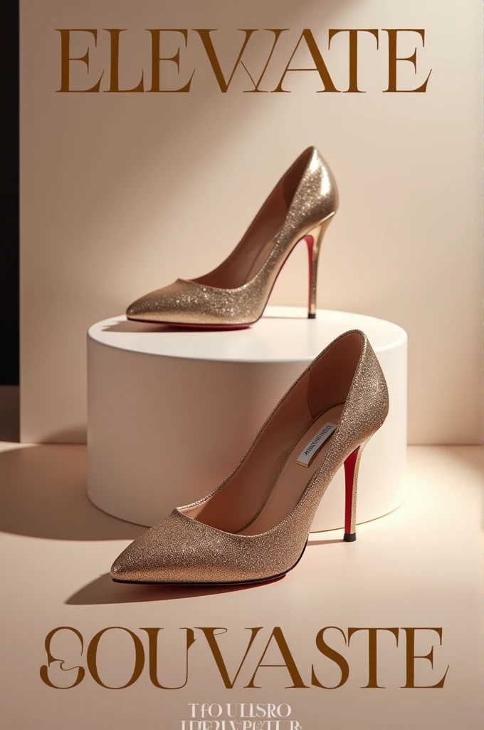 Elevate Your Elegance
Step into sophistication with our latest collection of high heels. Perfectly crafted to add a touch of glamour to every step.
Unleash Your Inner Diva – Shop Now!
For the poster design, you could use a sleek, modern layout with high-quality images of the shoes, and bold fonts to make the tagline pop. If you need a specific design, graphic design tools like Canva or Adobe Spark can help you create a visually striking poster.