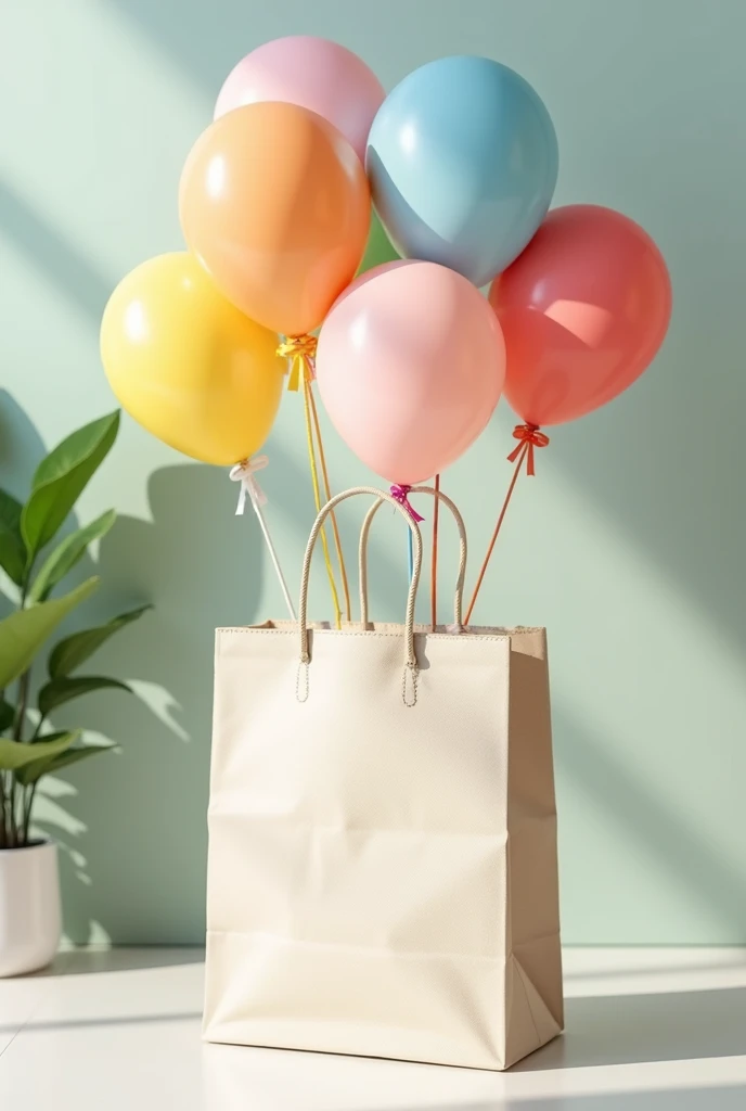 A mockup of eco-friendly bag, and back ballons with plastic stick