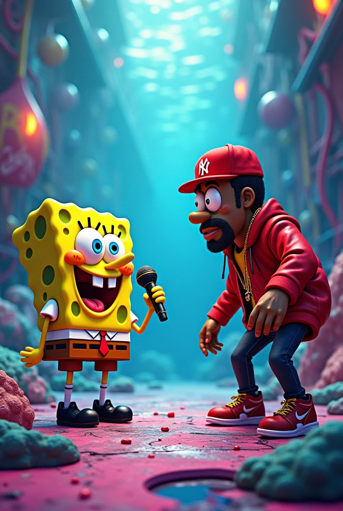 Spongebob squarepants rap battling with big l
