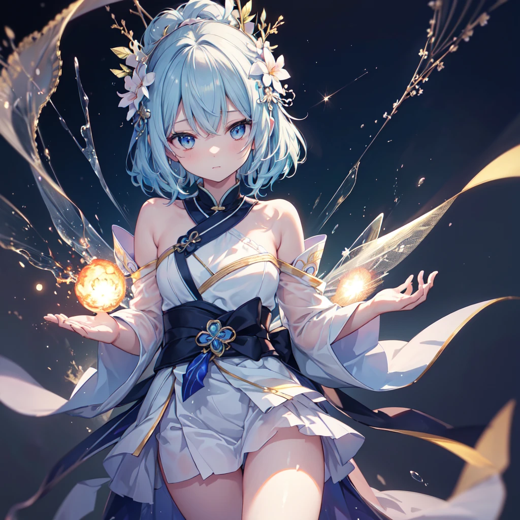 (Exquisite, beautiful, Very detailed, masterpiece, High resolution,high quality,High resolution),(Well-formed face,Soft thin lines: 1.2, beautiful, Delicate and vivid illustrations with a mature and clear feel), 両手の指輪からInflammation火やを操る妖精が宙に浮いている,A delicate and beautiful adult fairy princess with transparent, sheの背中から黒い翼が生えている.,Dark Night,Inflammation,spark,From a short distance,she'Wearing a tiara, Earrings, Necklaces and bracelets.,), ((Inflammationがモチーフの赤と白と黒のボールガウンドレス:1.1, Balloon sleeves, gem, ribbon, Lace and frills, Fairy wings from the back:1.5)), (Long fingers,Pale pink blush, Plump pink lips,beautiful and clear eyes,Large bust, Fair skin, Black Knee High,Good style),pastel colour, Fantasy,whole body,flare up