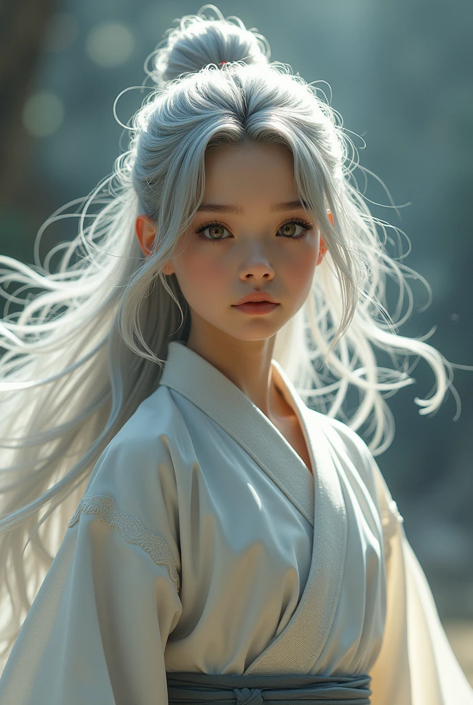 silver hair,woman,Childlike,Martial arts