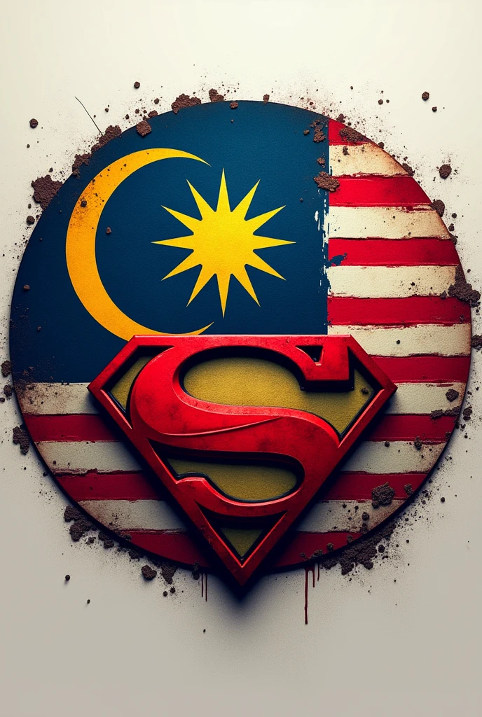 logo shape circle , malaysia flag collab with superman ,the logo malaysia flag is more than superman