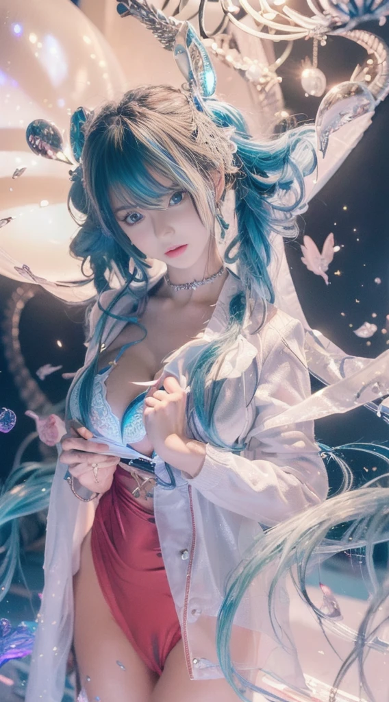 4,(((beautiful girl, Deep V,cleavage cutout,Shocked,(helpless),(distressed),(fantasy),open cloths,Pure and sexly,pointy breasts,(bitch virgin:1.5),(Holographic Clothes:1.1),torpedo breasts,See-through clothing,torpedo breast,Pointed chest))),gyaru,High target_solve, clearly_image, Detailed background,curvy ,best quality, high resolution, 8k画质, Perfect dynamic composition, Charming pose,sexly,Shy,masterpiece, best quality, high resolution, 8k, HDR, raytracing, detailed shadows, beautiful girl, (hyperdetailed:1.15), 4