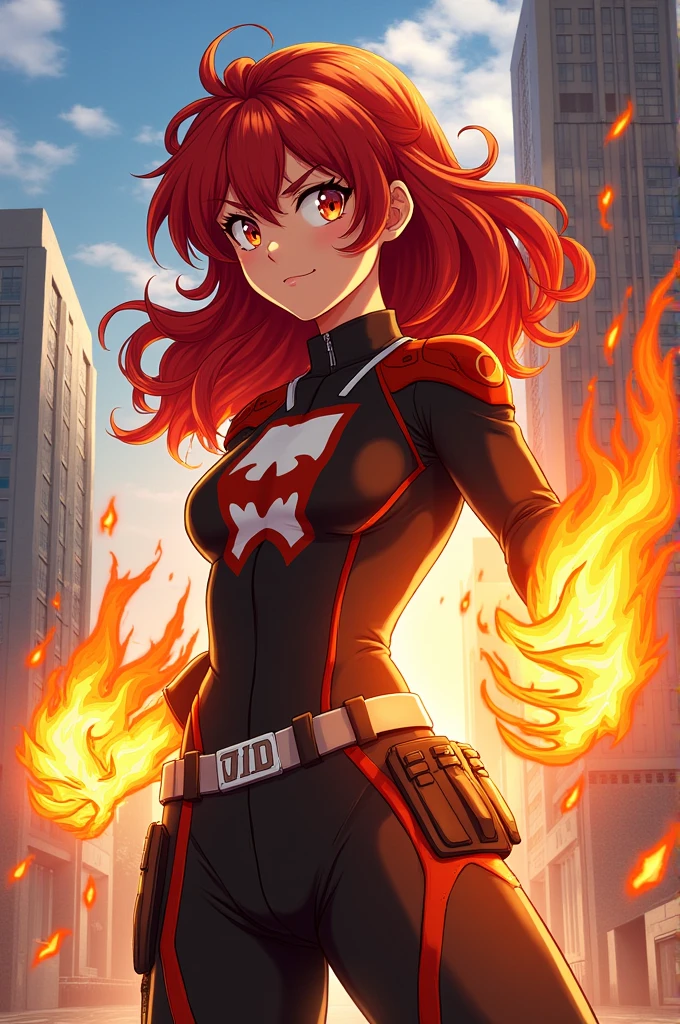 My hero academia girl with red hair,fire powers