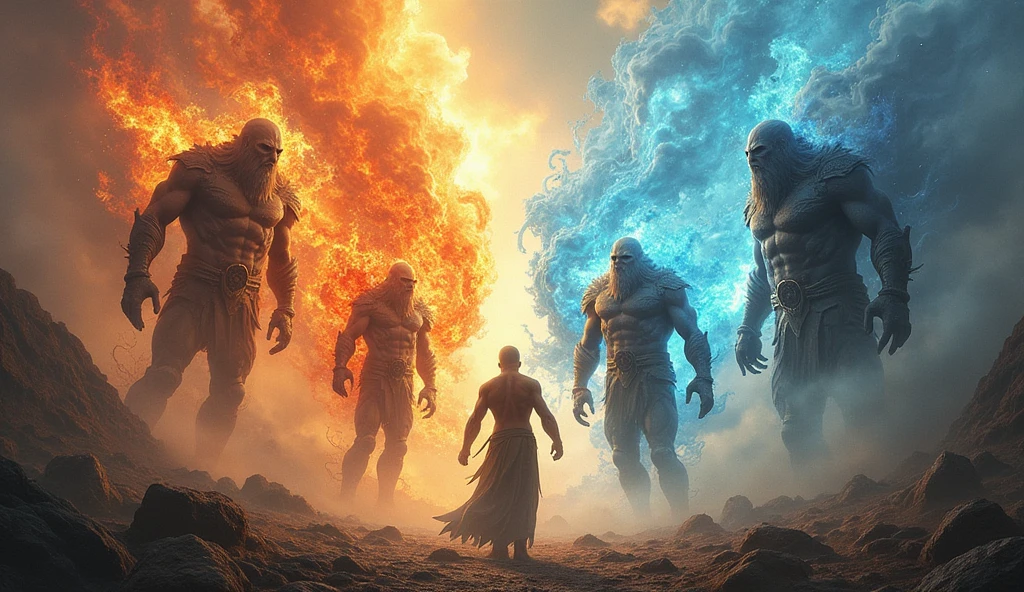 4 strong man who the King of 4 elements. They is combating with monsters