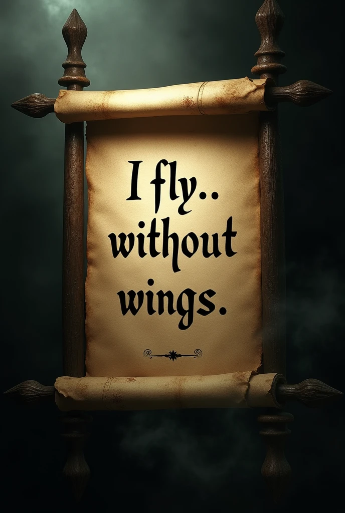 dramatic depiction of one of the riddles in the story, like the phrase "I fly without wings," displayed on an ancient scroll or parchment. The surroundings should be dark and mysterious, adding a sense of intrigue to the challenge.
Escape from the Mansion: