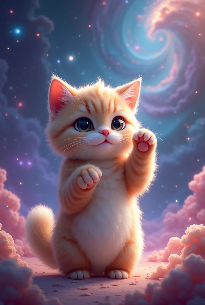 make cute cat in galaxy posisi kucing nya berdiri