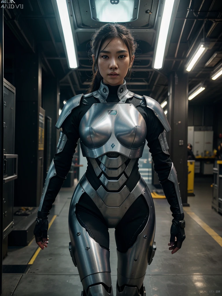 A warrior for alien technology , In mackerel Armor robot suit, vogue photography , Inspired by Thai model and cyberpunk。(Best quality,4K,8K,A high resolution,Masterpiece:1.2), (Realistic,Photorealistic,photo-realistic:1.37).
