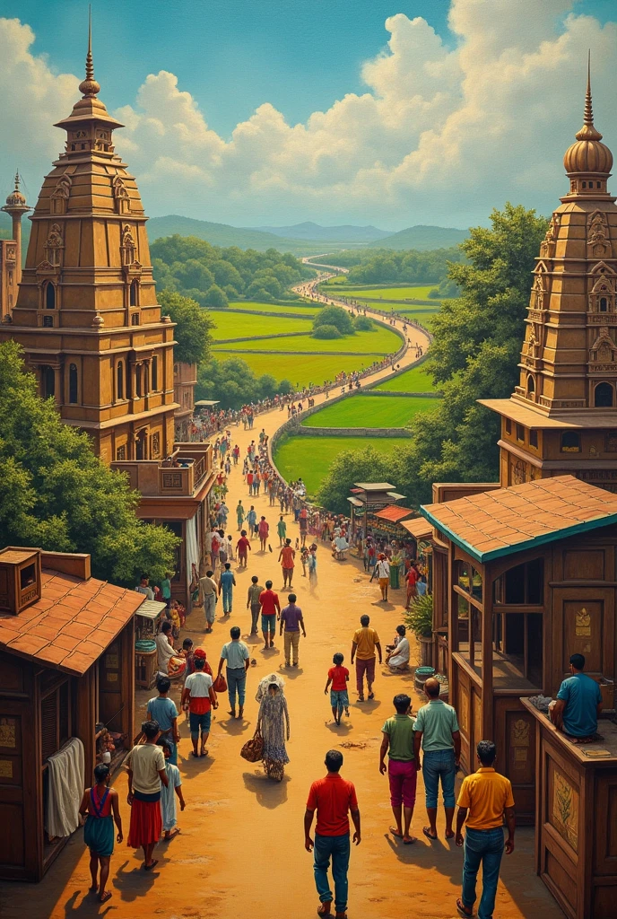Painting inspired by the

rural and urban settings of Indian parallel films and/or movie scenes representing indian culture, tradition and values. 