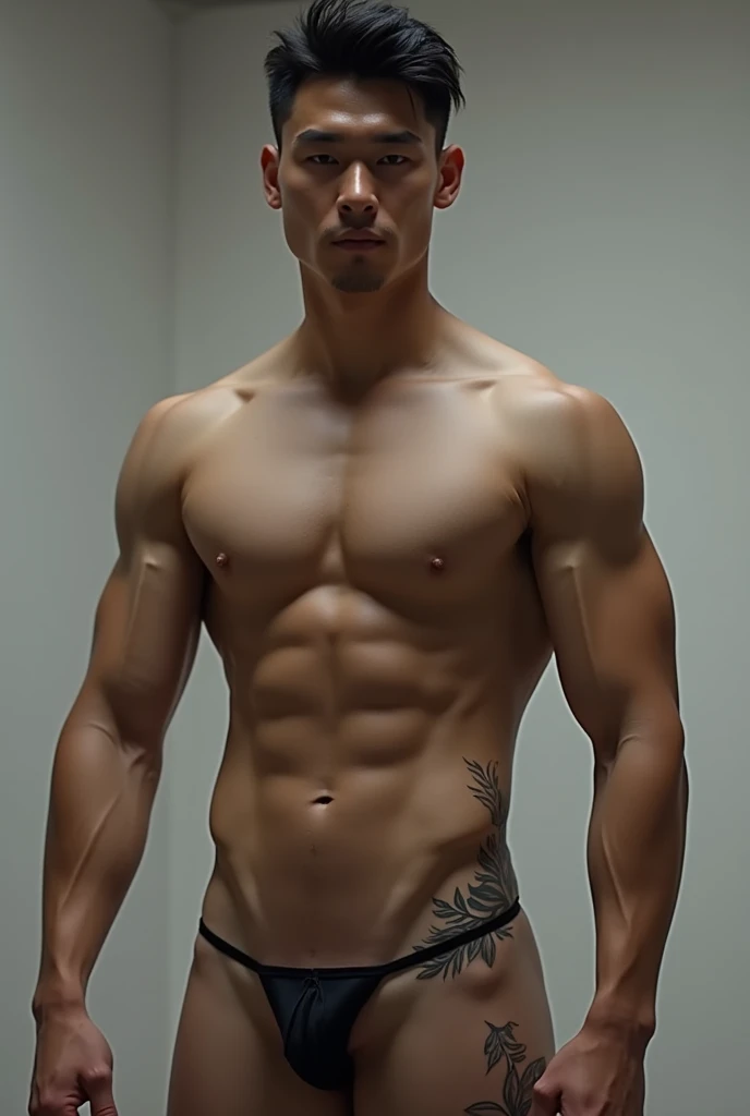 male, asian, tight body, nude, big nipples, slim body, nude, tattoo, see penis