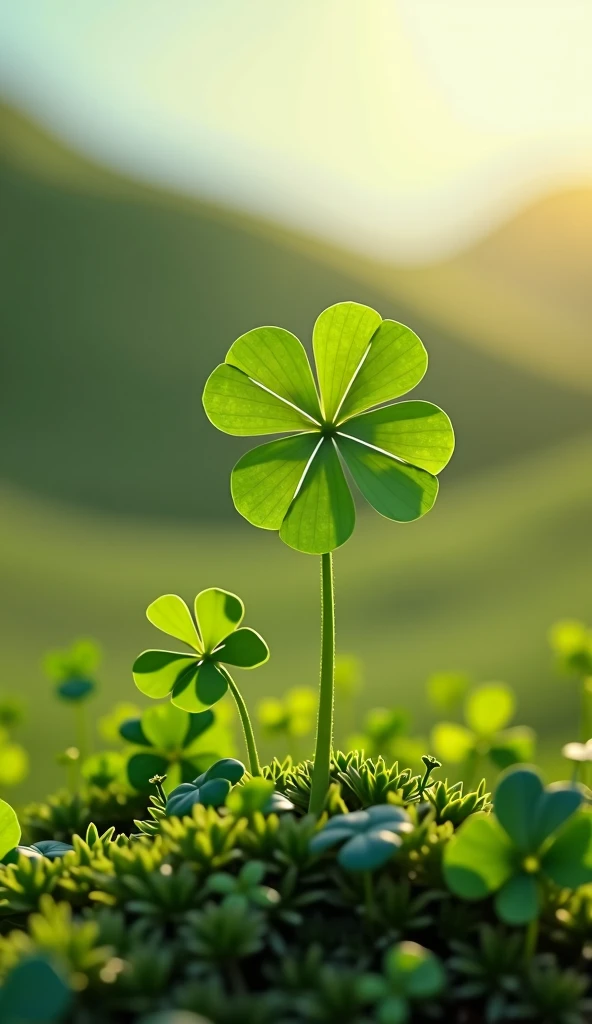 High resolution four leaf clover growing, Canon, 8k octane, Soft Light, 