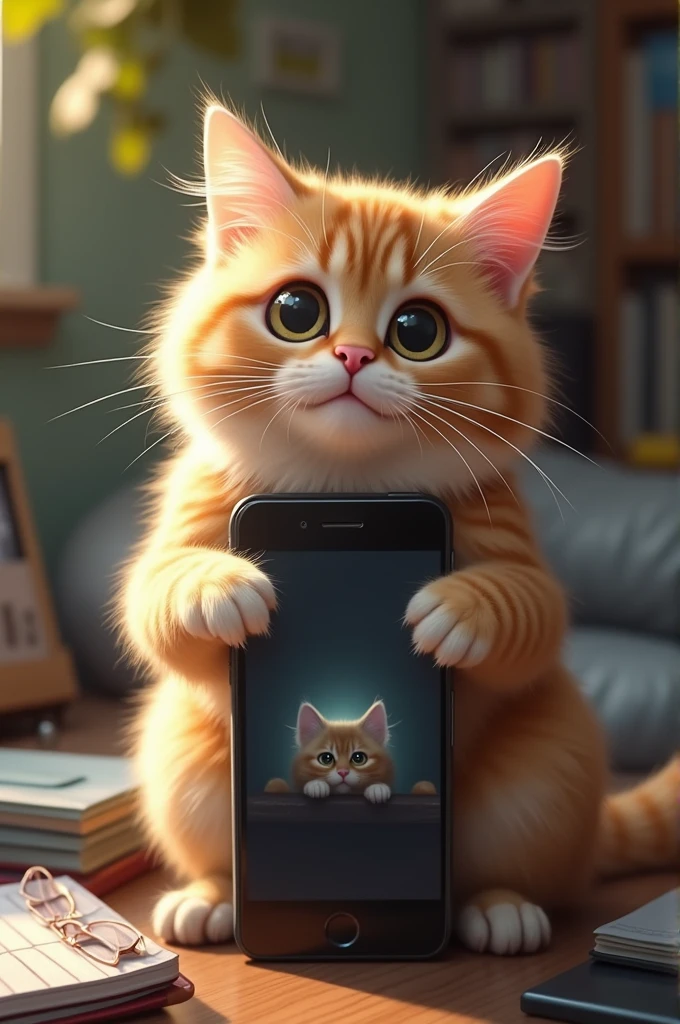 Cat glued to cell phone camera