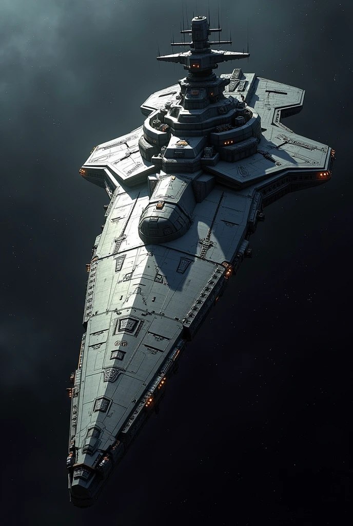 Space warship with a battleship body
