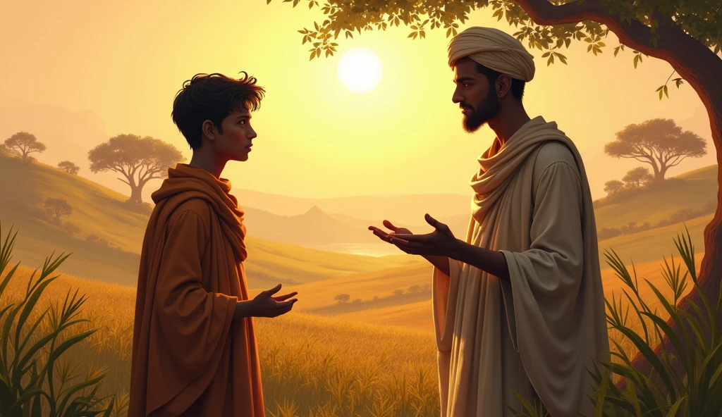 **Then one day, a scholar came to the village. He told Deepak, ‘The solution to your problem lies in hard work and study. You need to gain knowledge.’ Deepak heeded the scholar’s advice and began to study. Gradually, he adopted new methods in farming and saved the village from the famine.**