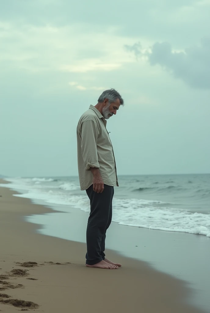4K, realisitic, Very Detail, ah, why am i so alone? ah, why is everything so sad? a man on the beach sad