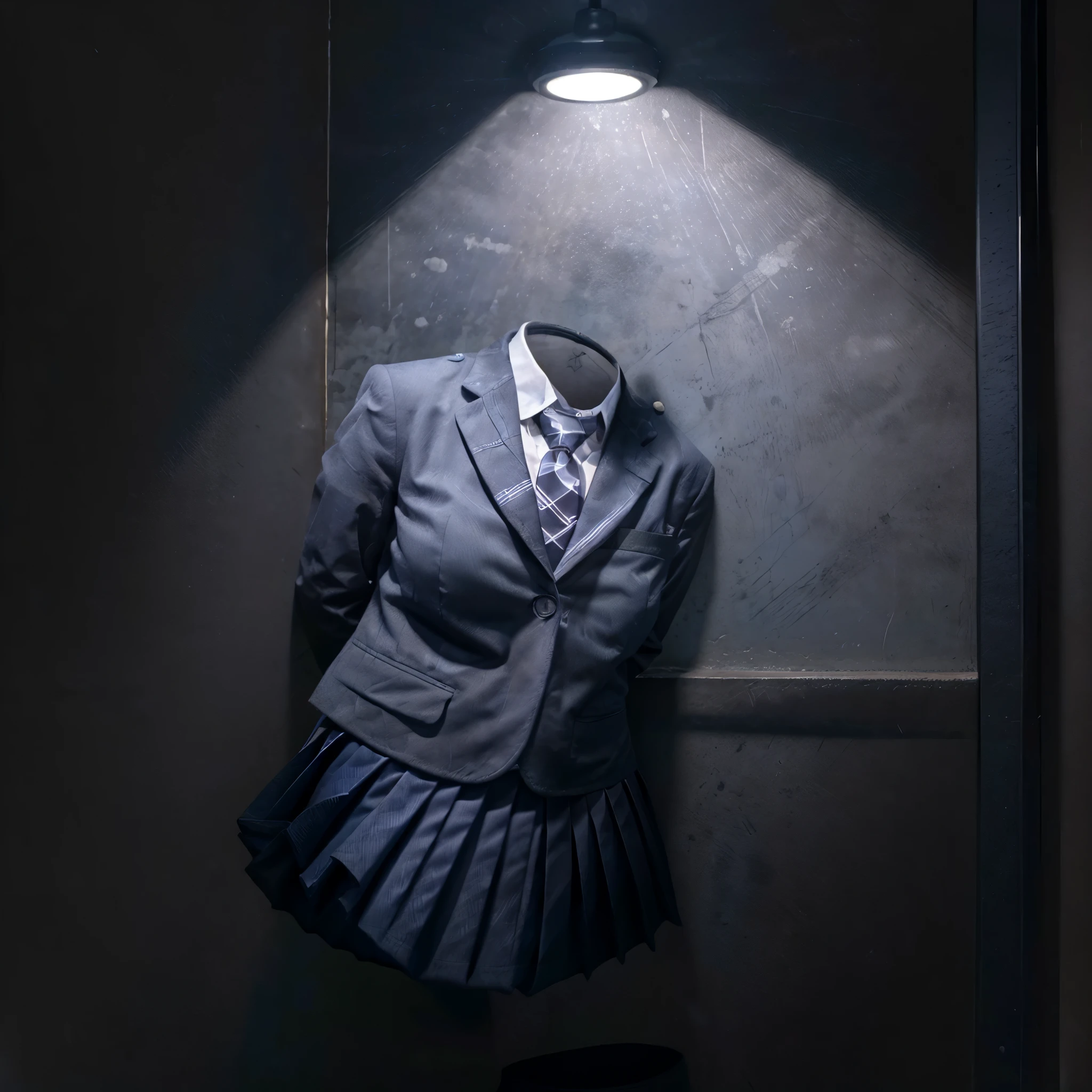 (Best-quality, Masterpiece, Ultra-High-Resolution, (Photorealistic:1.4), Raw Photo, depth of field, professional lighting, perfect anatomy, extremely details), 1girl, 15-years-old, cowboy shot, (invisible:1.5, no humans:1.5, headless:1.5, faceless:1.5), cute big breasts:1.5, chubby, fat, dark blue/white/black JK_shirt,
JK_style,
dark blue/long JK_tie,
gray/black JK_skirt,
dark blue/gray/black/blue JK_suit,
dark blue/white/balck JK_sailor,
dark blue/black/gray collar, school bag