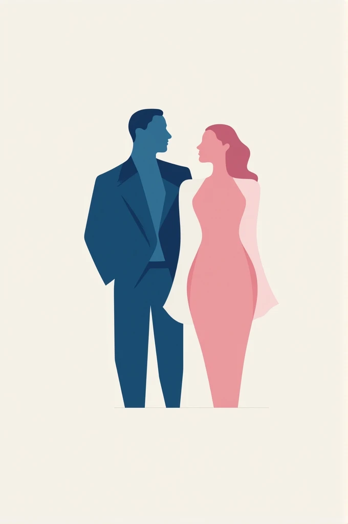 A clothing brand logo with a man in blue and a woman in pink