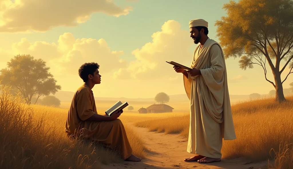 **Then one day, a scholar came to the village. He told Deepak, ‘The solution to your problem lies in hard work and study. You need to gain knowledge.’ Deepak heeded the scholar’s advice and began to study. Gradually, he adopted new methods in farming and saved the village from the famine.**