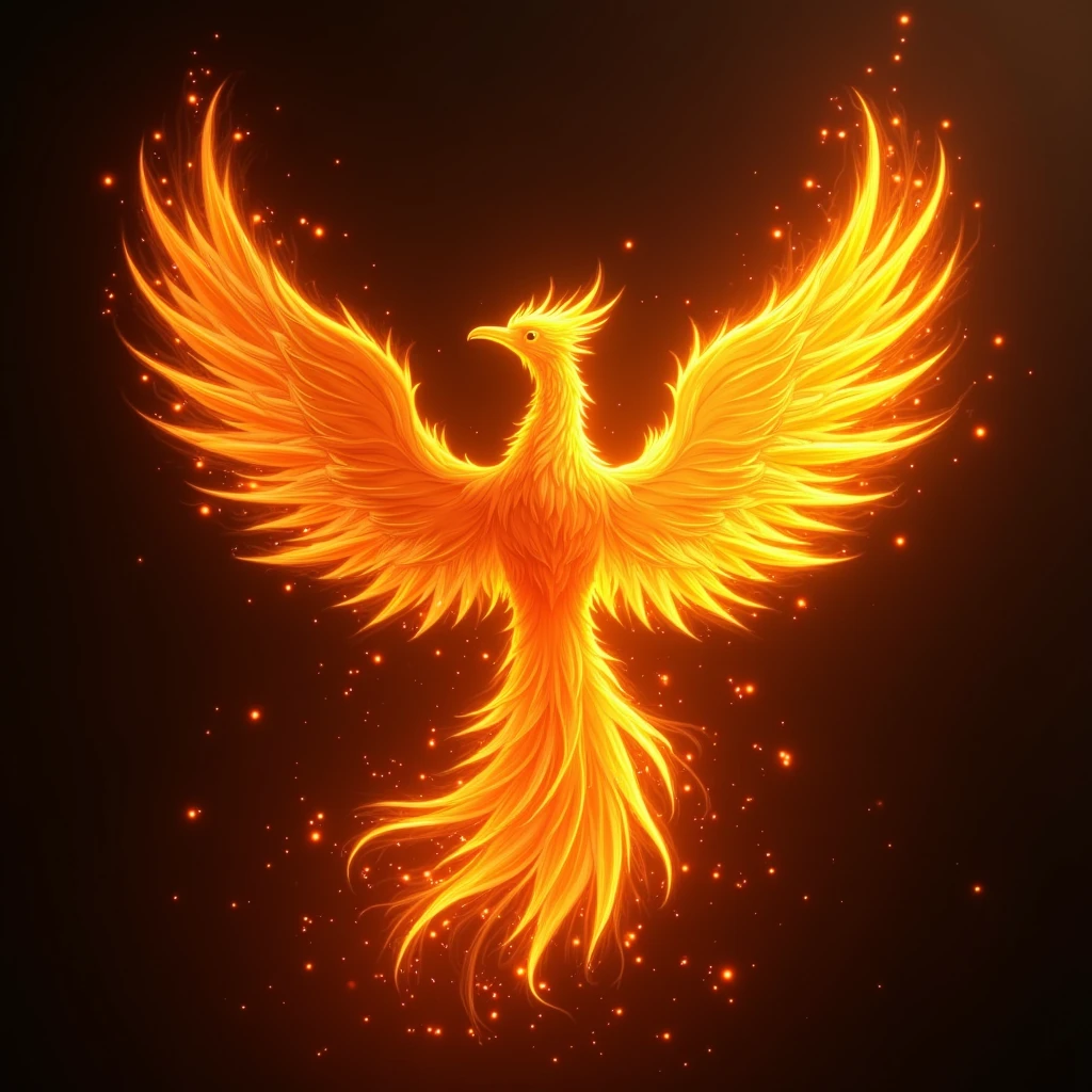 phoenix, fire, burning, fire storm, light particles, silhouette