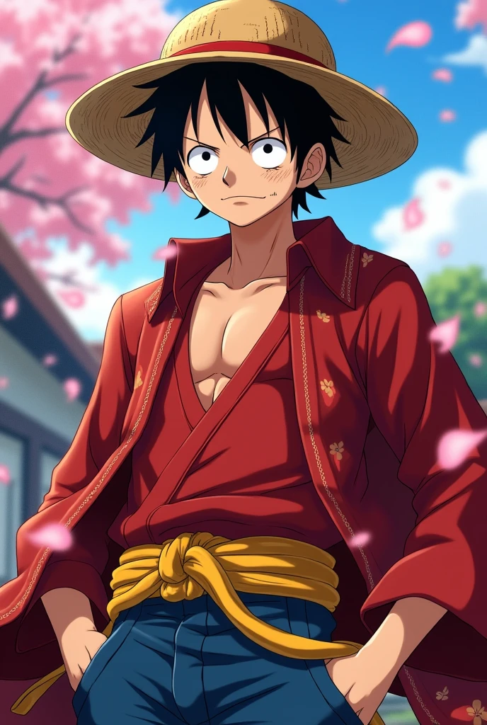 Monkey D. Luffy con uniforme de Gakuran