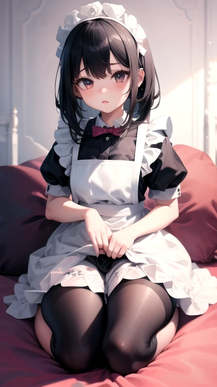 1 girl, rub crotch, hump pillow, maid,, masterpiece, Best Quality, Very detailed