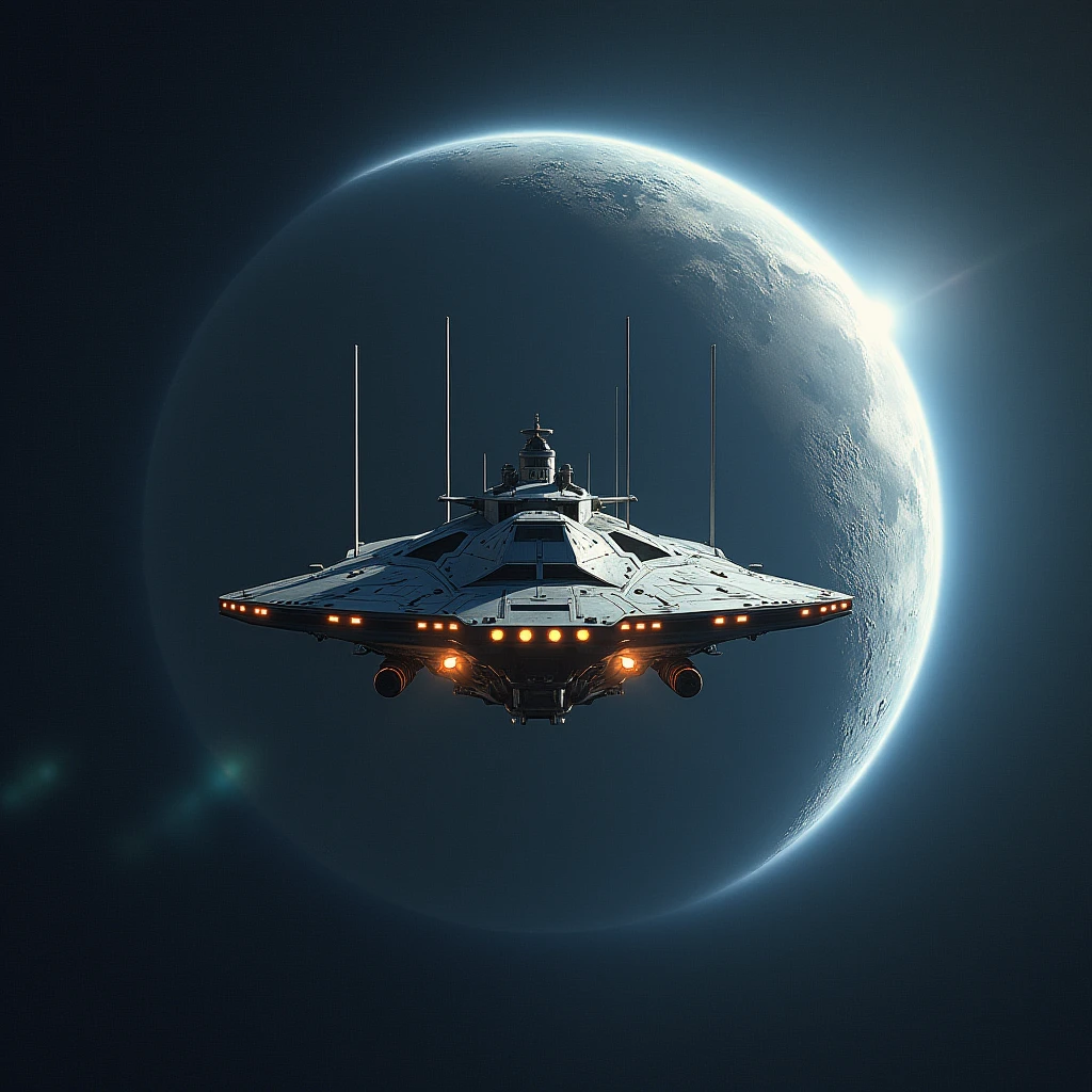 The spaceship in the front is a circle.