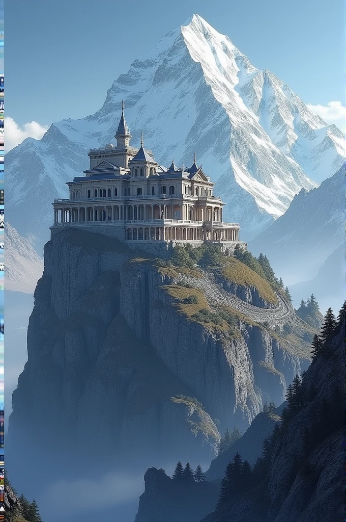 Big mansion on a mountain surrounded by the mount everest in nepal