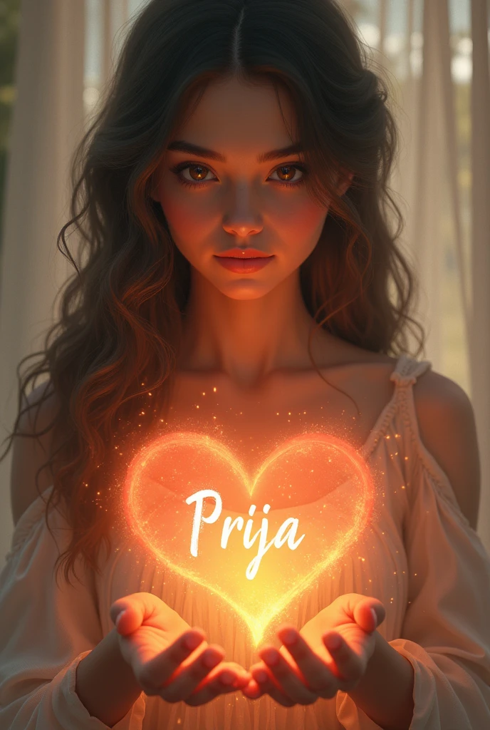 Generator image of a girl who holding a heart in the heart she is name was written she's name is Priya