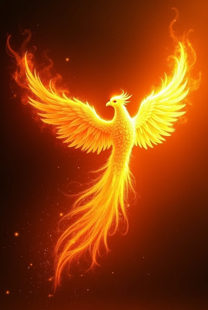 phoenix, fire, burning, fire storm, light particles, silhouette