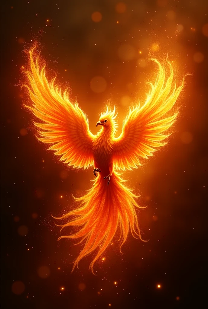 phoenix, fire, burning, fire storm, light particles, silhouette