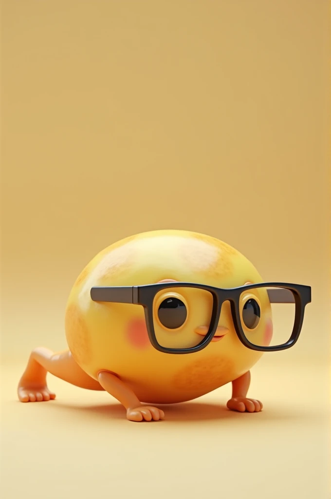 Draw a cheese bread In the shape of a ball Wearing glasses doing push-ups