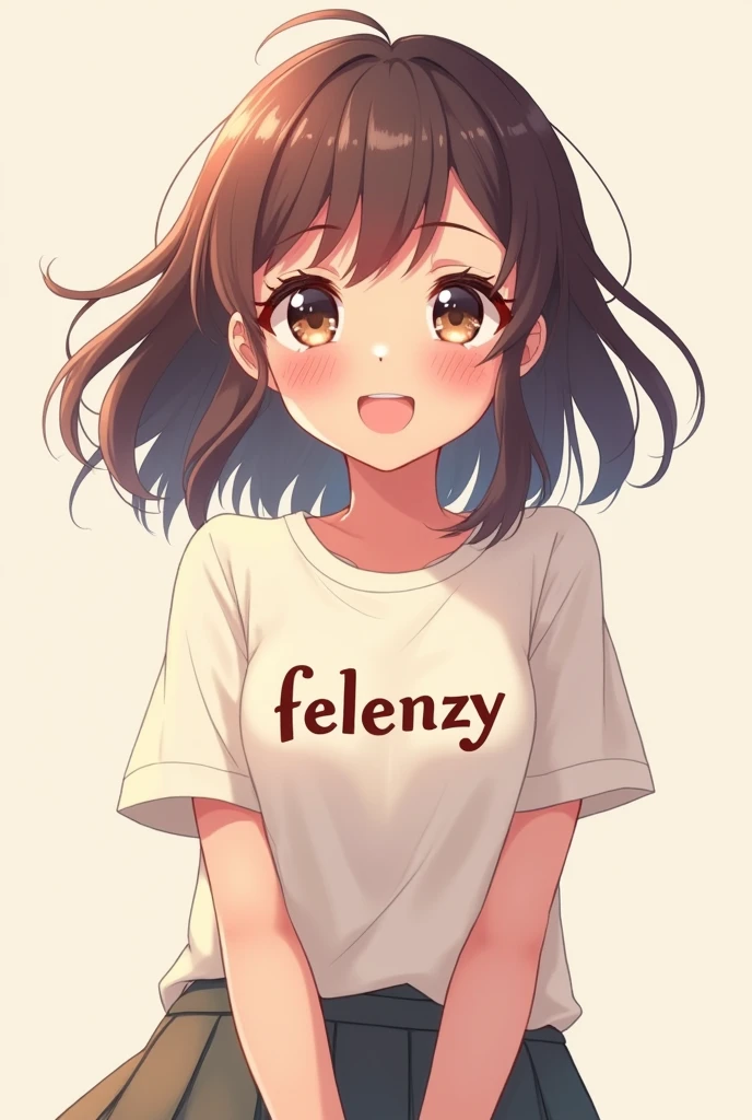 soft anime girl with a shirt that says felony