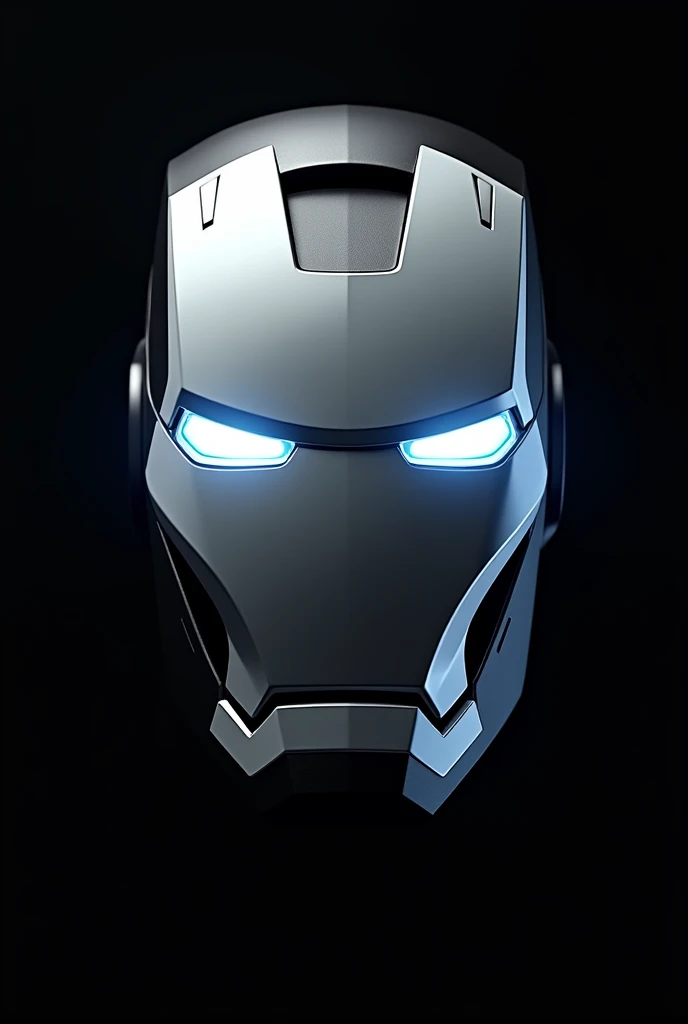 Create a iron man face in a white
and blue and the full black background