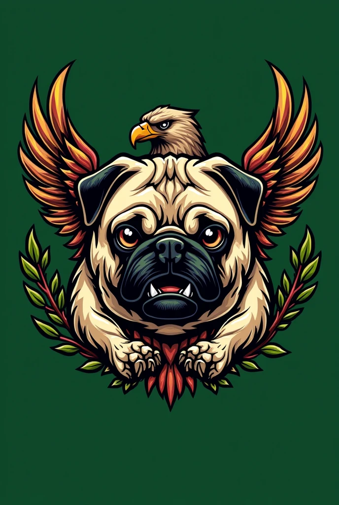 Create a logo with the name PugaClub that is mostly green and alludes to extreme Mexican nationalism, Make the logo look high quality and unique in the world, You can add a Nazi touch and with eagles too