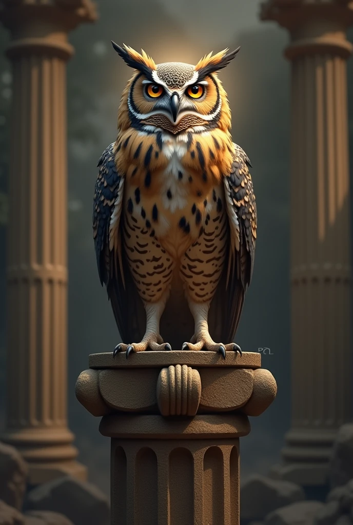 An owl based on the Greek figure Minerva