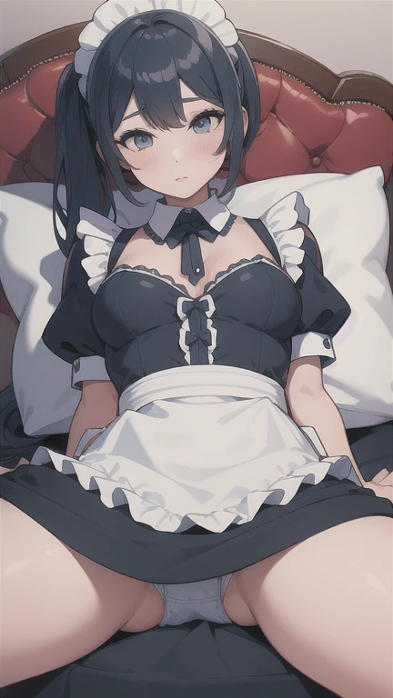 1 girl, rub crotch, hump pillow, maid,, masterpiece, Best Quality, Very detailed