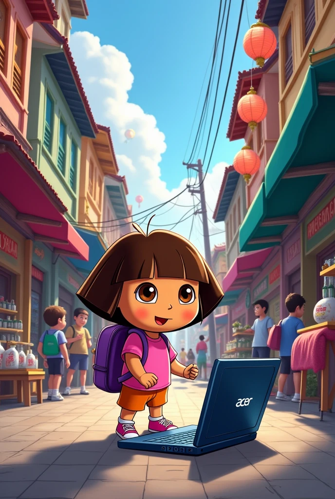 Dora’s the explorer, acer laptop, Bangkok china town