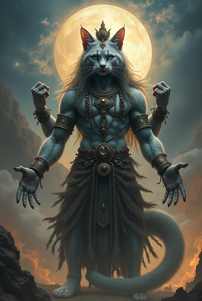 Draw shiva with a cat head