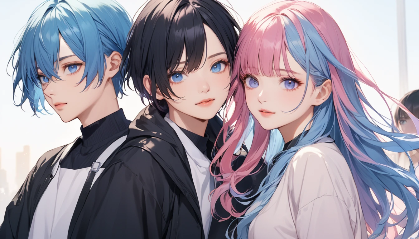 Long hair, blue eyes, Black Hair, girl long hair, blue eyes, Blue Hair/Light blue hair, Girl Short Cut, Purple eyes, Pink Hair,
3 people